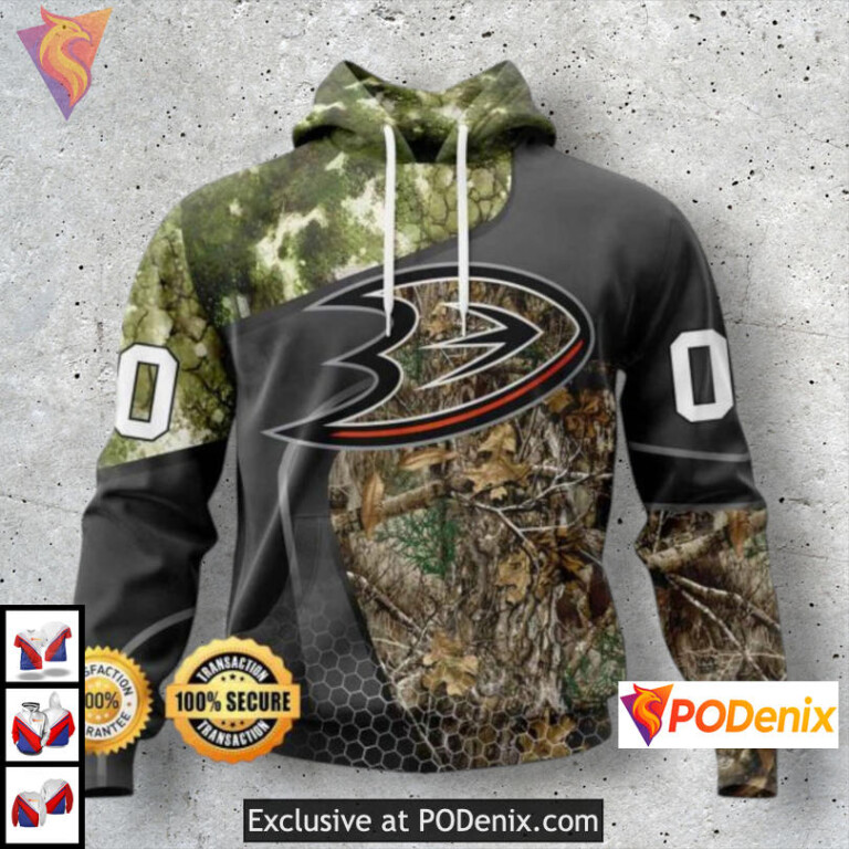 Hunting Camo Theme Anaheim Ducks Hockey Hoodie 3D Personalized Sportswear