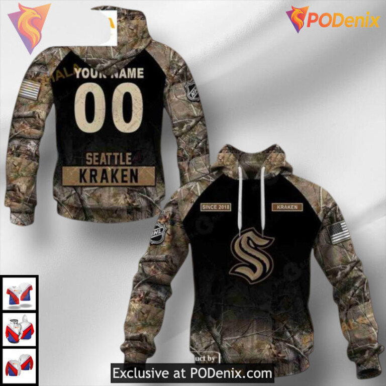 Hunting Camouflage Concept Design Custom Seattle Kraken Pullover Hoodie 3D