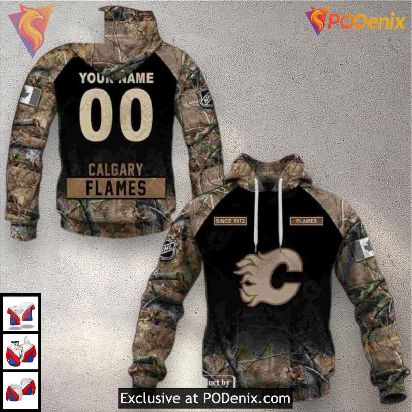 Hunting Camouflage Design Custom Calgary Flames Unisex Hoodie 3D Apparel