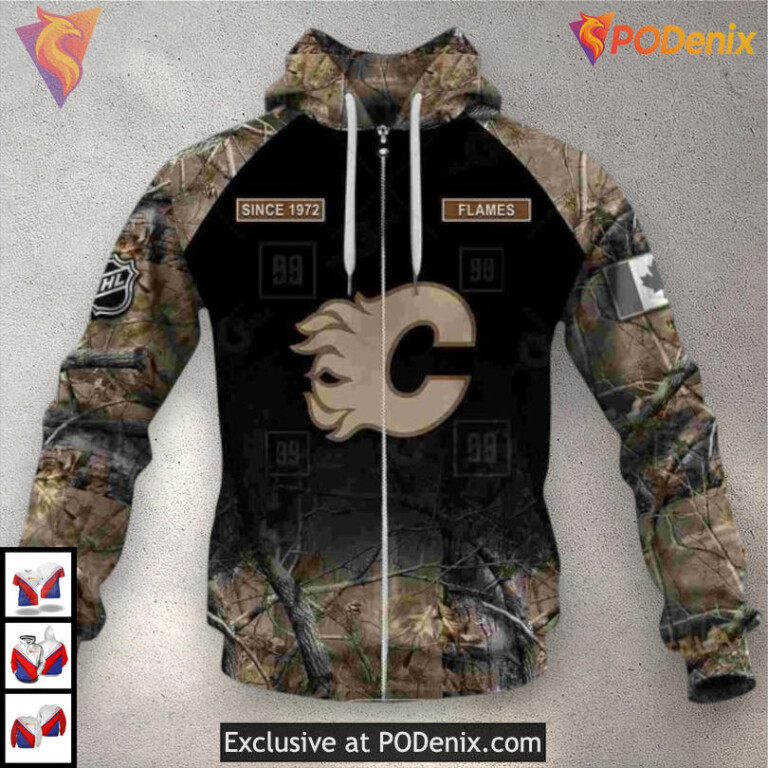 Hunting Camouflage Design Custom Calgary Flames Unisex Hoodie 3D Apparel - 3