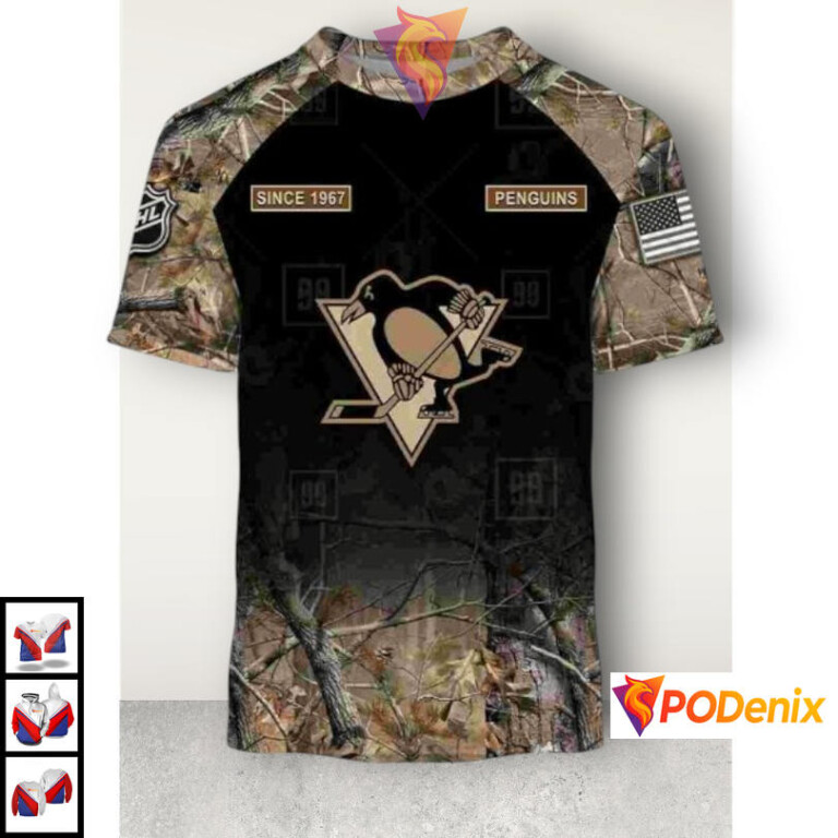 Hunting Camouflage Design NHL Pittsburgh Penguins Hoodie Sweatshirt 3D Edition - 1