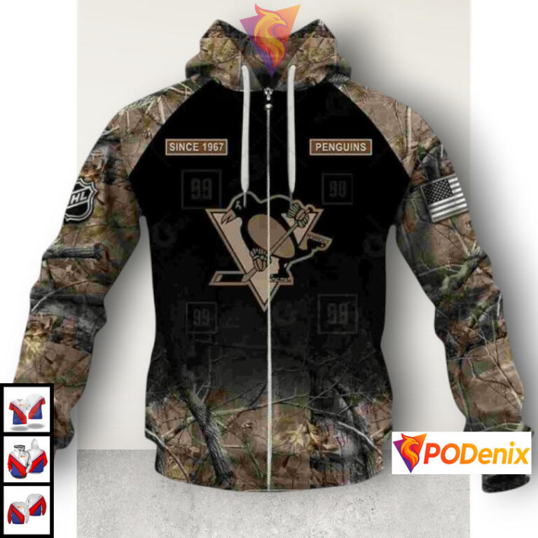 Hunting Camouflage Design NHL Pittsburgh Penguins Hoodie Sweatshirt 3D Edition - 2