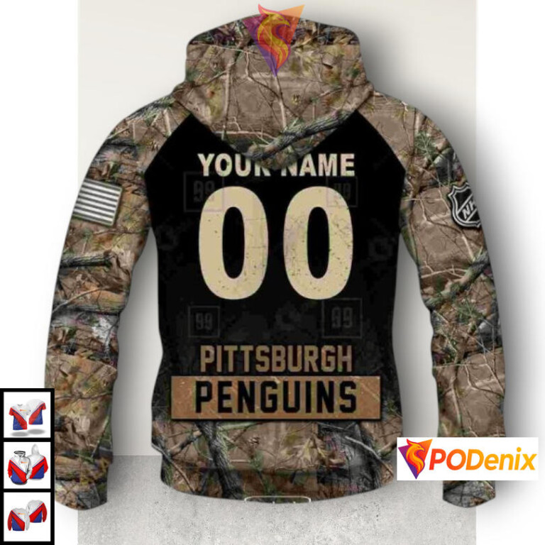 Hunting Camouflage Design NHL Pittsburgh Penguins Hoodie Sweatshirt 3D Edition - 3