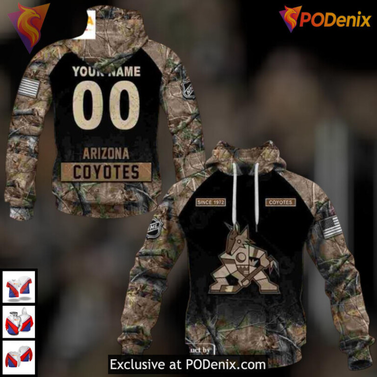 Hunting Camouflage Graphic Arizona Coyotes Graphic Hoodie Sweatshirt Edition