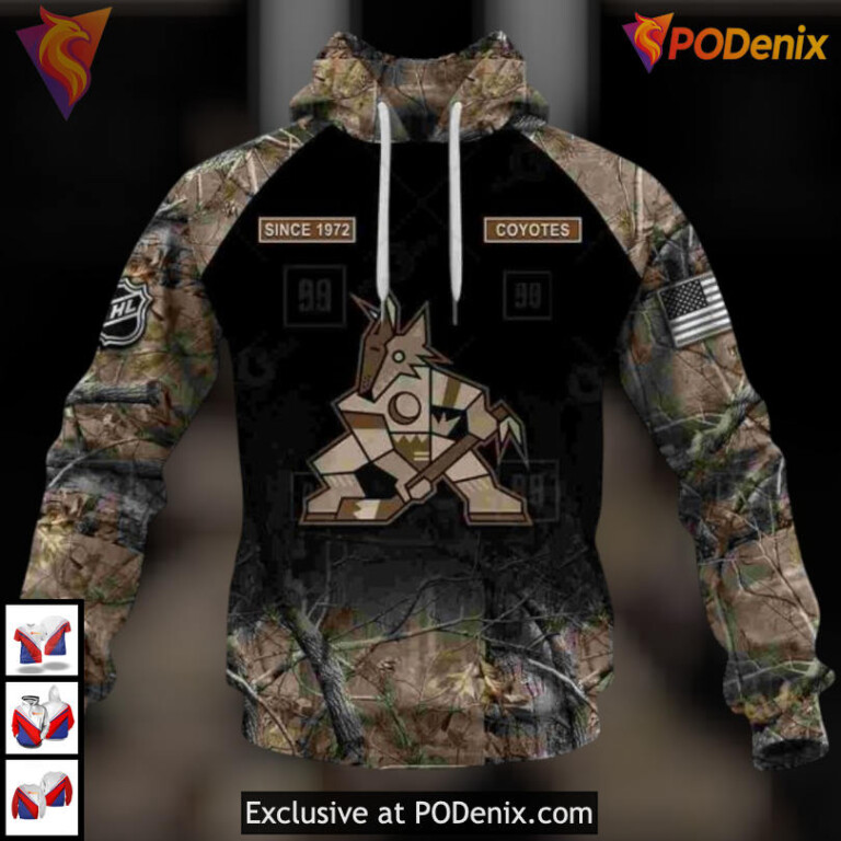 Hunting Camouflage Graphic Arizona Coyotes Graphic Hoodie Sweatshirt Edition - 1
