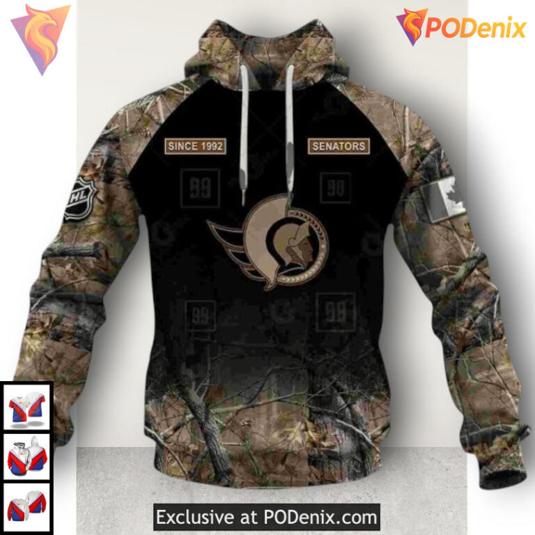 Hunting Camouflage Graphic Edition NHL Ottawa Senators Graphic Hoodie 3D - 1