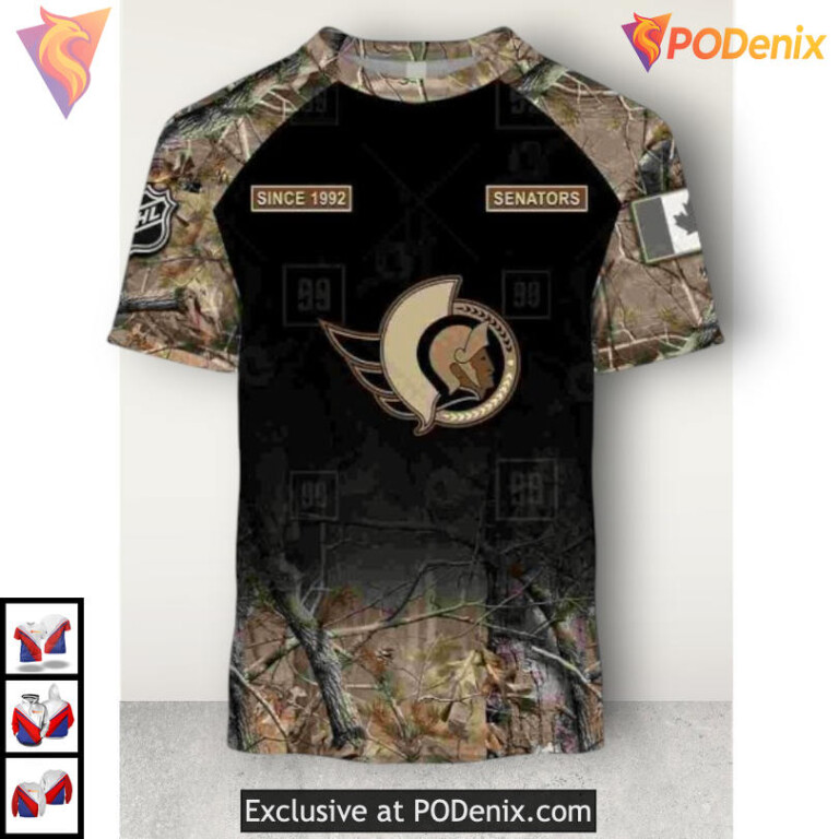 Hunting Camouflage Graphic Edition NHL Ottawa Senators Graphic Hoodie 3D - 2
