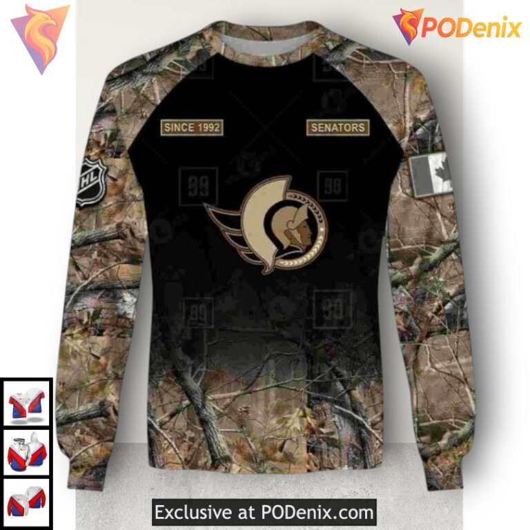 Hunting Camouflage Graphic Edition NHL Ottawa Senators Graphic Hoodie 3D - 3