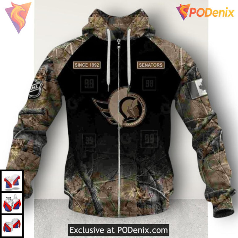 Hunting Camouflage Graphic Edition NHL Ottawa Senators Graphic Hoodie 3D - 4
