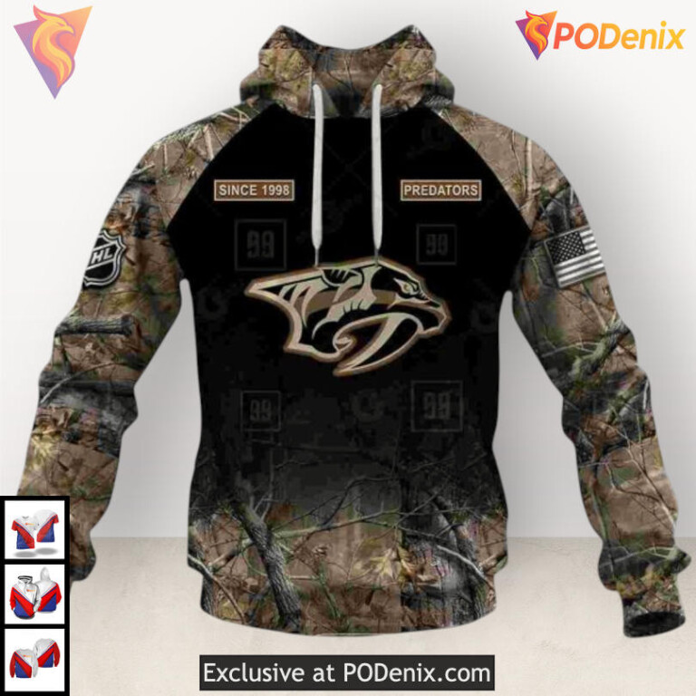 Hunting Camouflage Graphic Style Custom Number Nashville Predators Hoodie Hoodie 3D