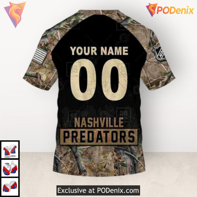 Hunting Camouflage Graphic Style Custom Number Nashville Predators Hoodie Hoodie 3D - 4