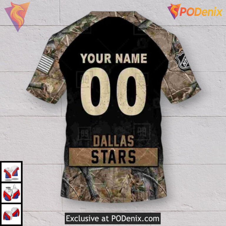 Hunting Camouflage Outdoor Concept Custom Number Dallas Stars Hoodie Sweatshirt - 4