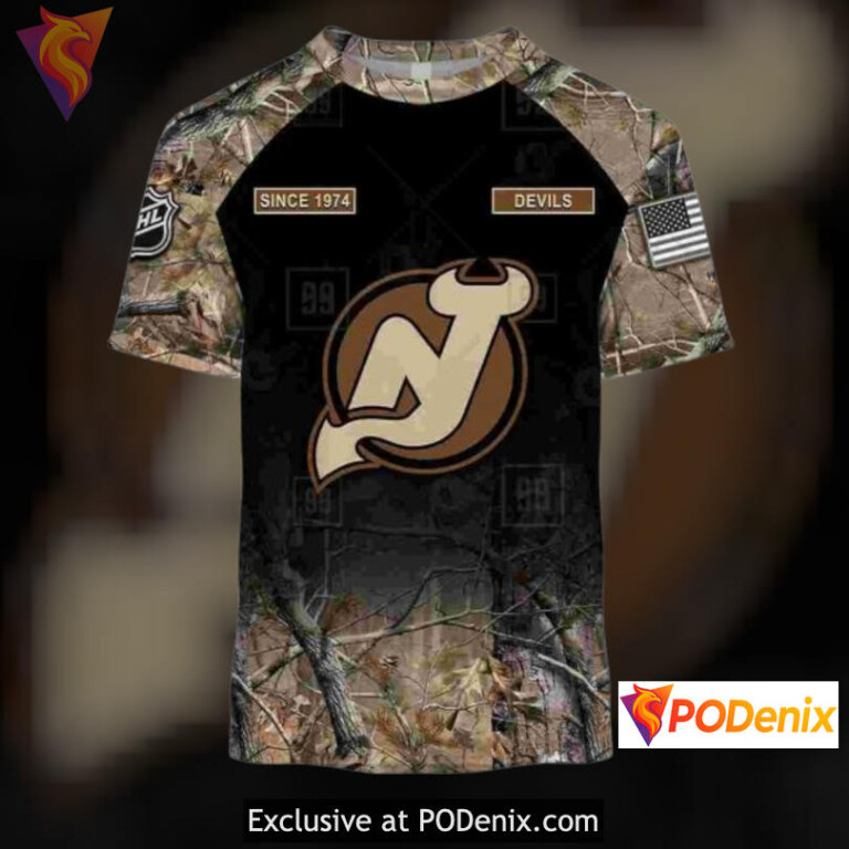 Hunting Camouflage Outdoor Design Custom Number New Jersey Devils Hoodie Hoodie 3D - 1