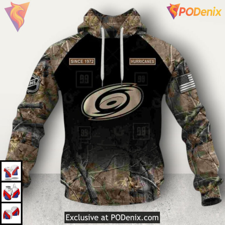 Hunting Camouflage Outdoor Style Custom Name Carolina Hurricanes Hoodie Sweatshirt