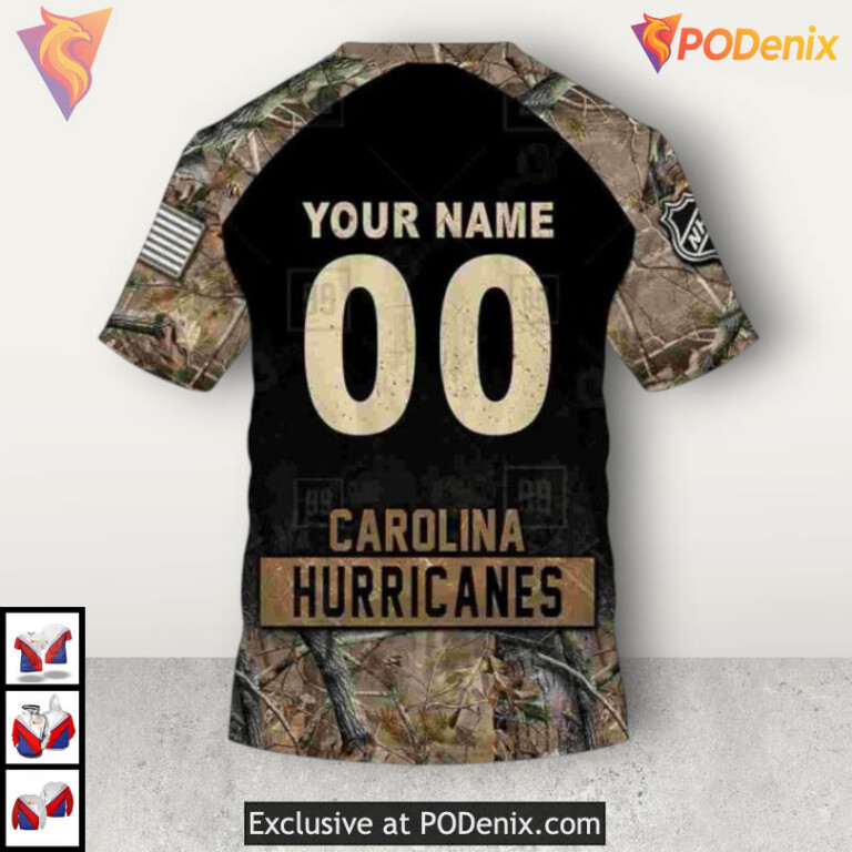 Hunting Camouflage Outdoor Style Custom Name Carolina Hurricanes Hoodie Sweatshirt - 4