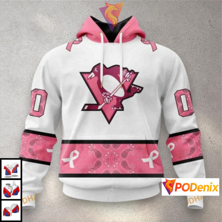 In October We Wear Pink Breast Cancer Awareness Pittsburgh Penguins Sweatshirt Hoodie NHL 3D