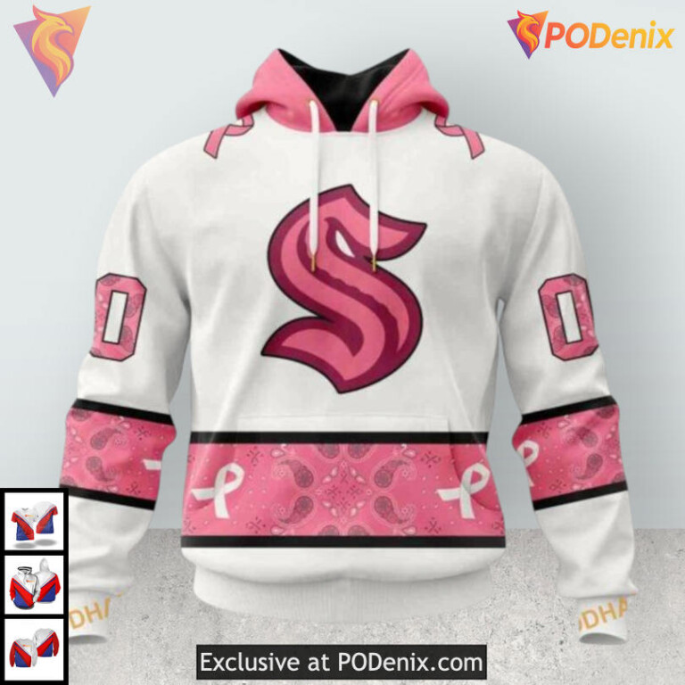 In October We Wear Pink Breast Cancer Awareness Seattle Kraken Sweatshirt Hoodie 3D