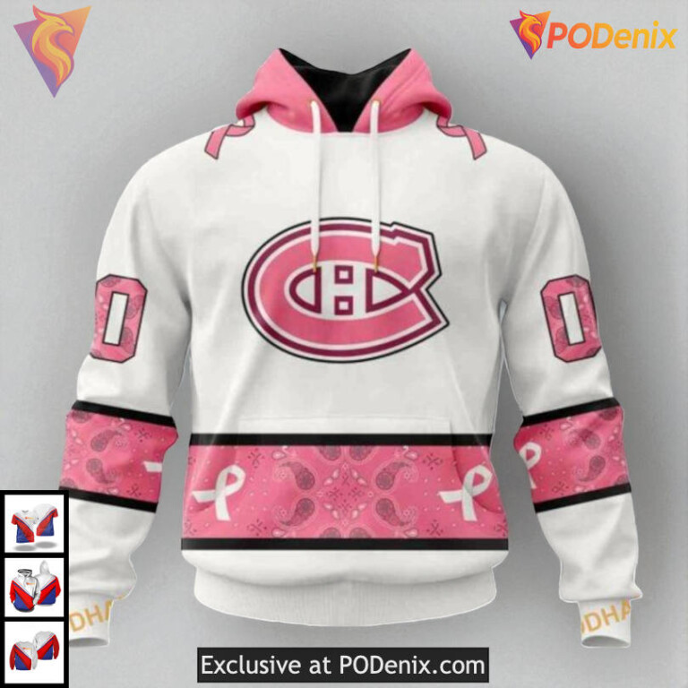 In October We Wear Pink Breast Cancer NHL Montreal Canadiens Hoodie 3D