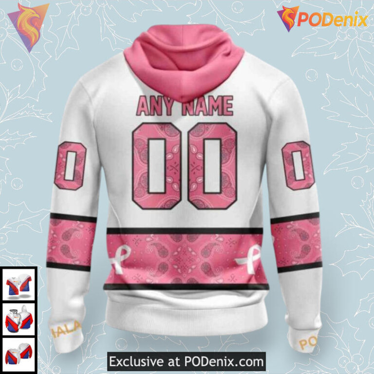 In October We Wear Pink Vintage Calgary Flames Hoodie 3D Awareness Gear - 1
