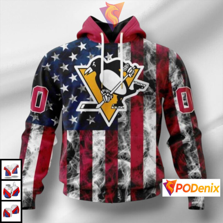 Independence Day Flag Concept Pittsburgh Penguins Unisex Hoodie NHL 3D