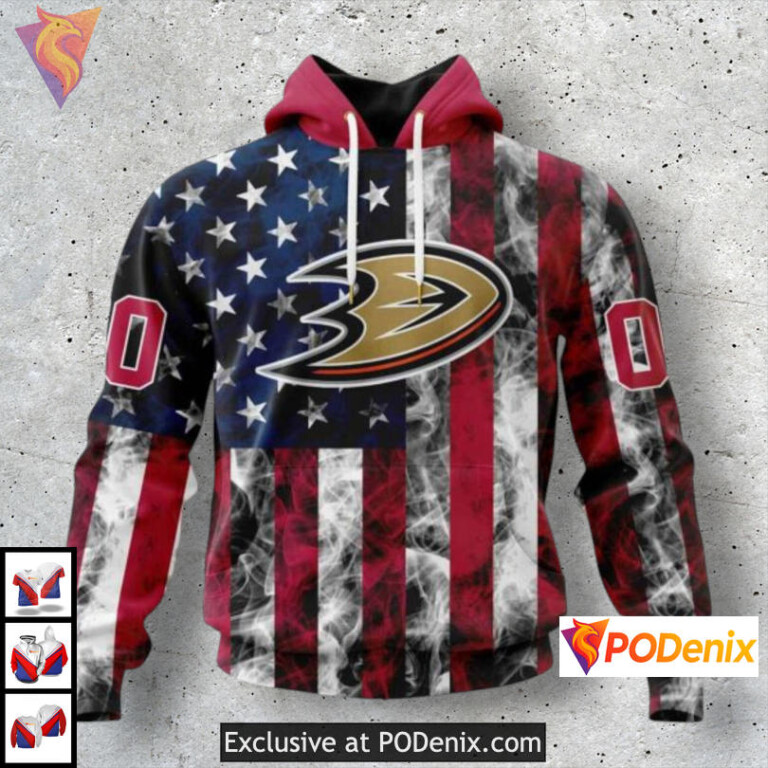 Independence Day Flag Design Anaheim Ducks Hoodie 3D Game Day Outfit Patriotic Gear