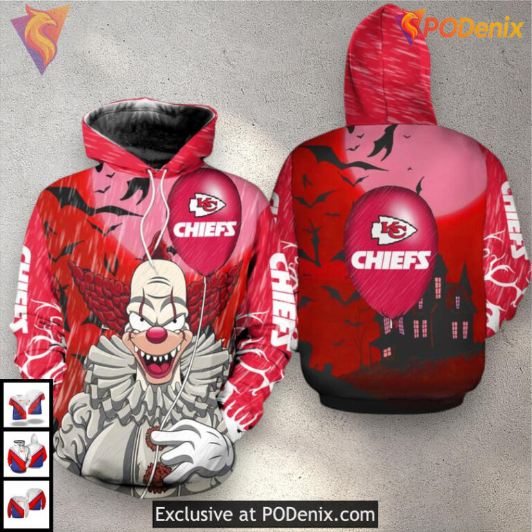 It Halloween Limited Edition Kansas City Chiefs Hoodie Kids Fleece 3D Zip Up - 1