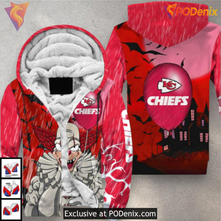 It Halloween Limited Edition Kansas City Chiefs Hoodie Kids Fleece 3D Zip Up - 2