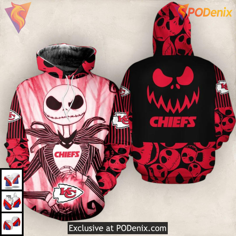 Jack Skellington Christmas Kansas City Chiefs Hoodie 3D Festive Collection Jack Skellington Christmas Kansas City Chiefs Hoodie 3D Festive Collection