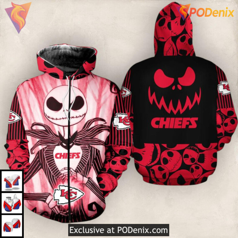 Jack Skellington Christmas Kansas City Chiefs Hoodie 3D Festive Collection - 1