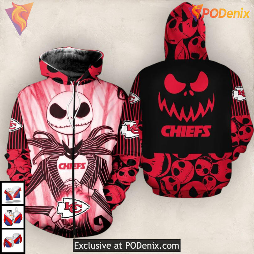 Jack Skellington Christmas Kansas City Chiefs Hoodie 3D Festive Collection Jack Skellington Christmas Kansas City Chiefs Hoodie 3D Festive Collection