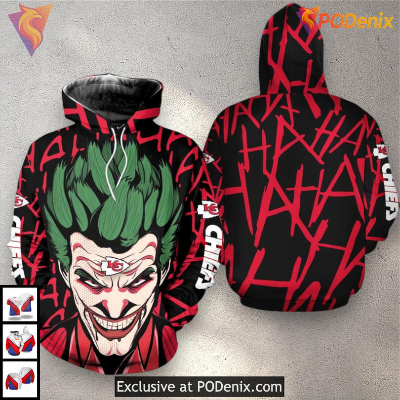 Joker Halloween Kansas City Chiefs Youth Hoodie Limited Edition 3D Style Joker Halloween Kansas City Chiefs Youth Hoodie Limited Edition 3D Style