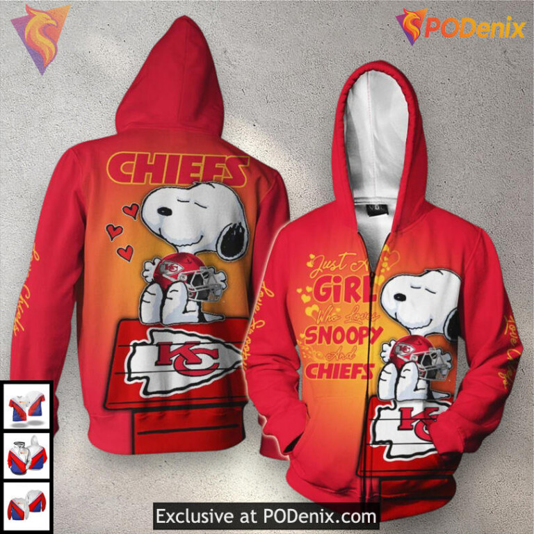Just A Girl Who Loves Snoopy Kansas City Chiefs Mens Hoodie Holiday Fanwear - 1