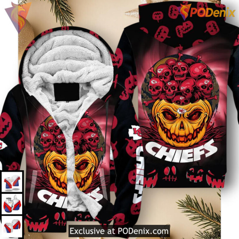 Kansas City Chief Hoodie Pumpkin Theme 3D Zip Up, Limited Halloween Collection - 2