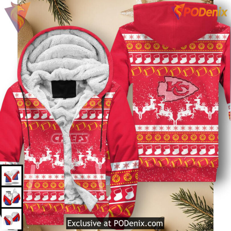 Kansas City Chiefs 3D Hoodie Holiday Pattern Christmas Edition, Custom Zip Up - 2