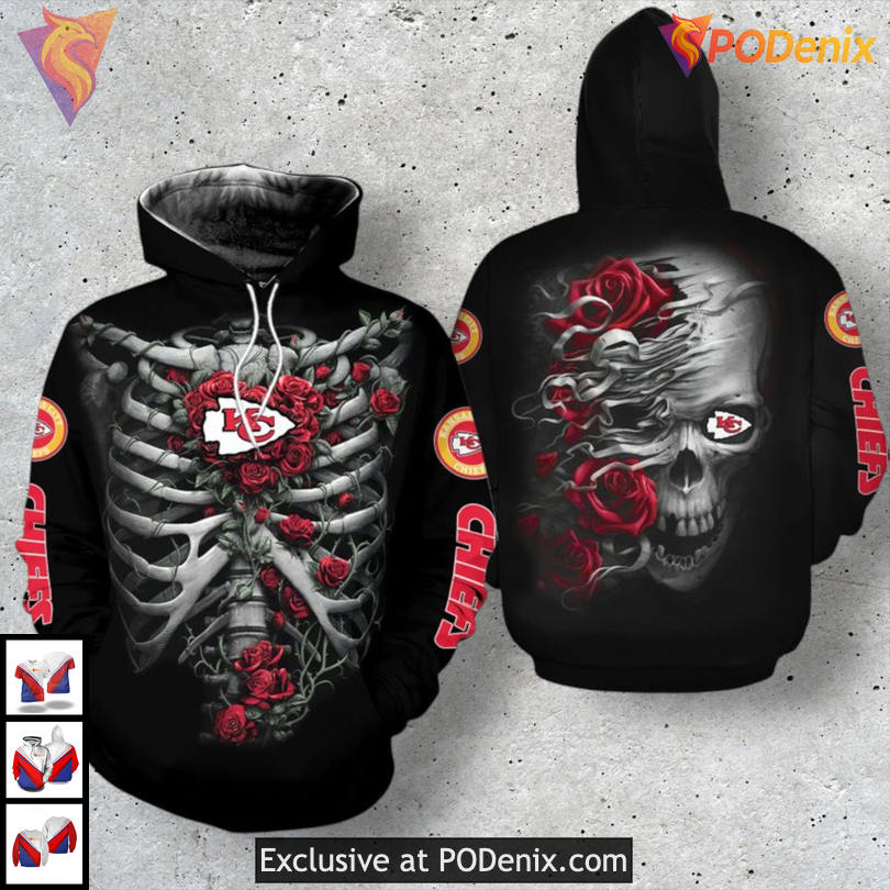Kansas City Chiefs 3D Hoodie Skull Rose Dark Flame Limited Edition Design Kansas City Chiefs 3D Hoodie Skull Rose Dark Flame Limited Edition Design