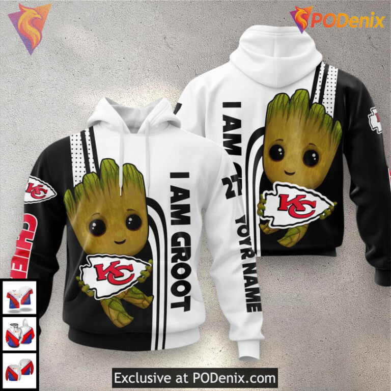 Kansas City Chiefs Christmas Hoodie I Am Groot Retro Style, Limited 3D Apparel