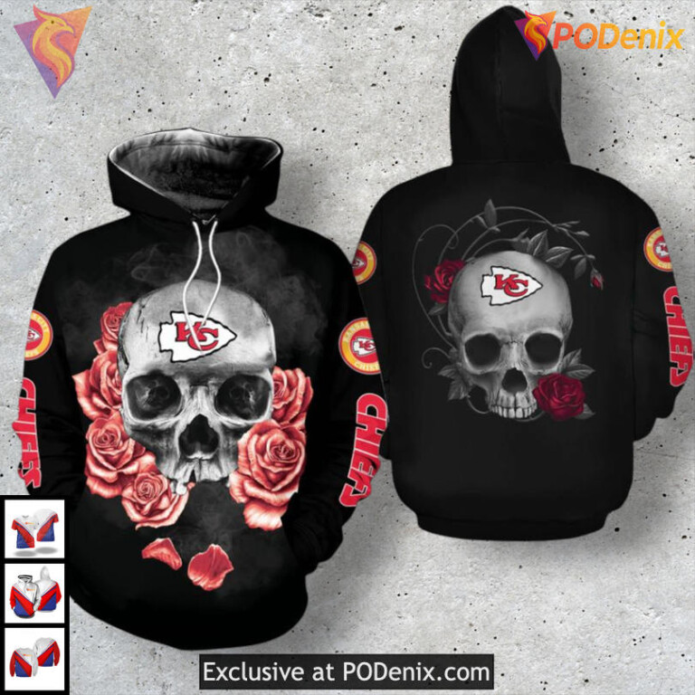 Kansas City Chiefs Christmas Hoodie Skull Rose Dark Smoke Limited Design - 1
