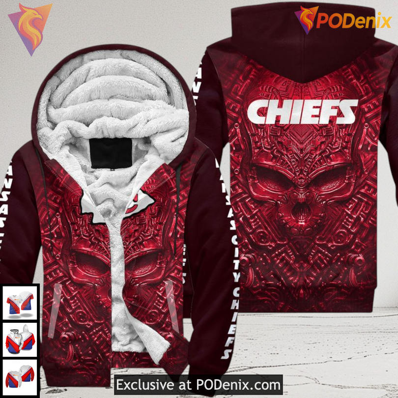 Kansas City Chiefs Hoodie 3D Gothic Red Skull Design for NFL Fearless Fans Kansas City Chiefs Hoodie 3D Gothic Red Skull Design for NFL Fearless Fans