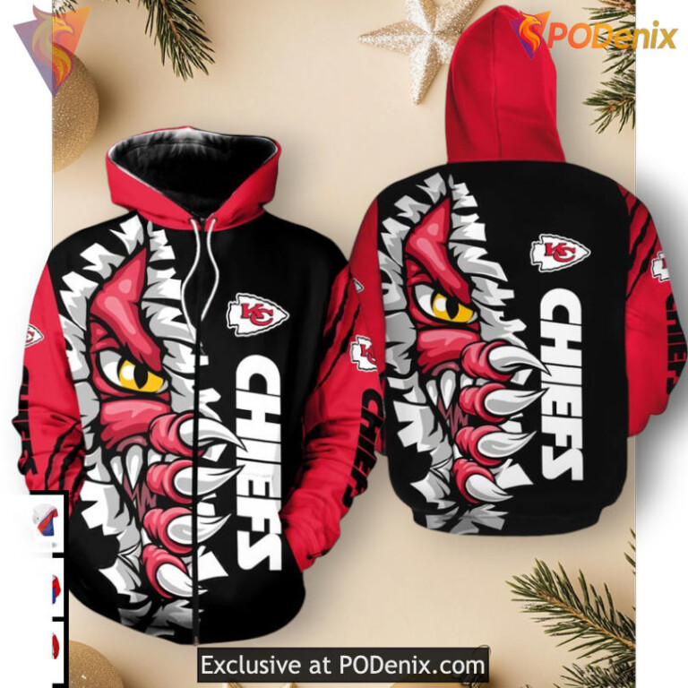 Kansas City Chiefs Hoodie 3D Halloween Monster Design, Custom Fan Gear Edition - 1