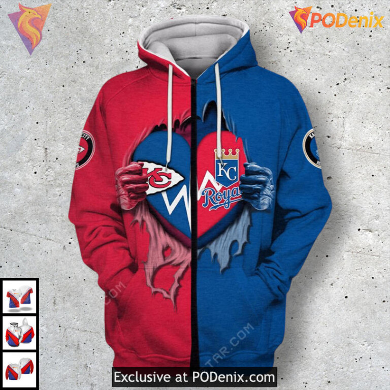 Kansas City Chiefs Hoodie 3D Royals Theme Zip Up NFL Fan Style
