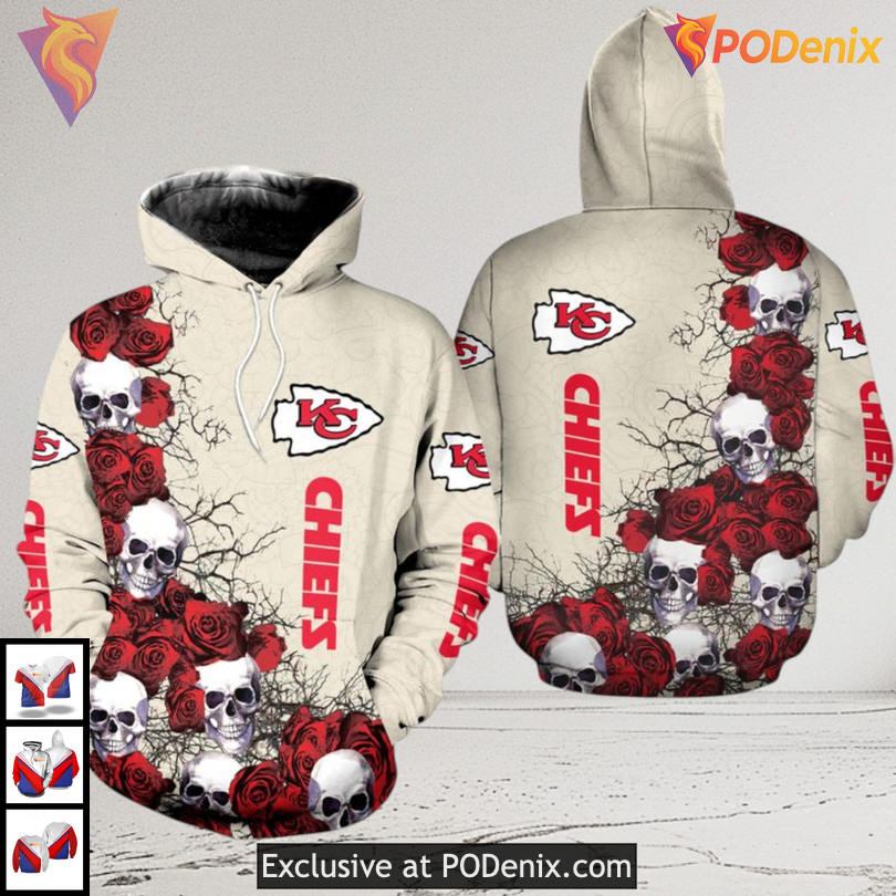 Kansas City Chiefs Hoodie For Men Retro Rose Pattern and Chiefs Spirit Quote Kansas City Chiefs Hoodie For Men Retro Rose Pattern and Chiefs Spirit Quote