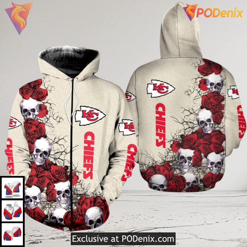 Kansas City Chiefs Hoodie For Men Retro Rose Pattern and Chiefs Spirit Quote Kansas City Chiefs Hoodie For Men Retro Rose Pattern and Chiefs Spirit Quote