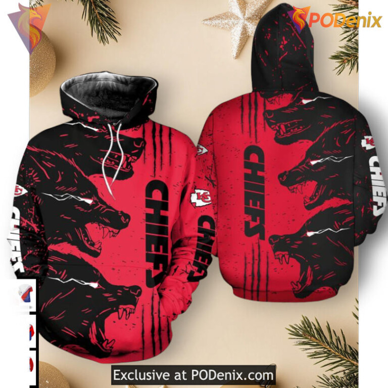 Kansas City Chiefs Hoodie For Men Wolf Spirit 3D Edition, Custom Zip Up Apparel