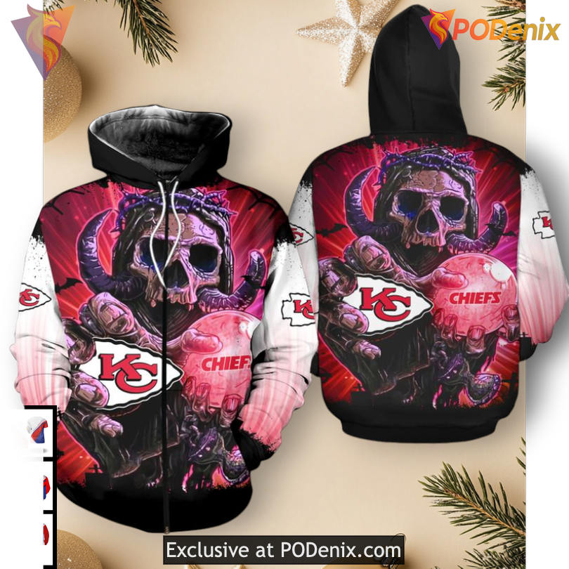 Kansas City Chiefs Hoodies For Men Horror Skull Design, Halloween 3D Fan Apparel Kansas City Chiefs Hoodies For Men Horror Skull Design, Halloween 3D Fan Apparel