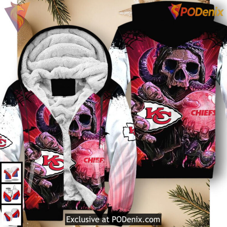 Kansas City Chiefs Hoodies For Men Horror Skull Design, Halloween 3D Fan Apparel - 2