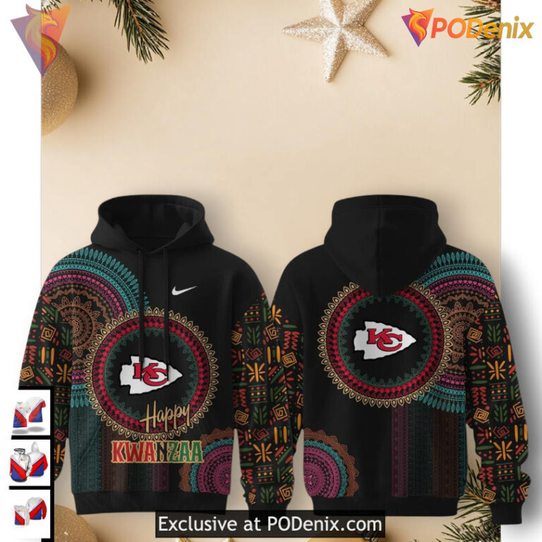 Kansas City Chiefs Mens Hoodie Kwanzaa Celebration Edition, 3D Holiday Apparel