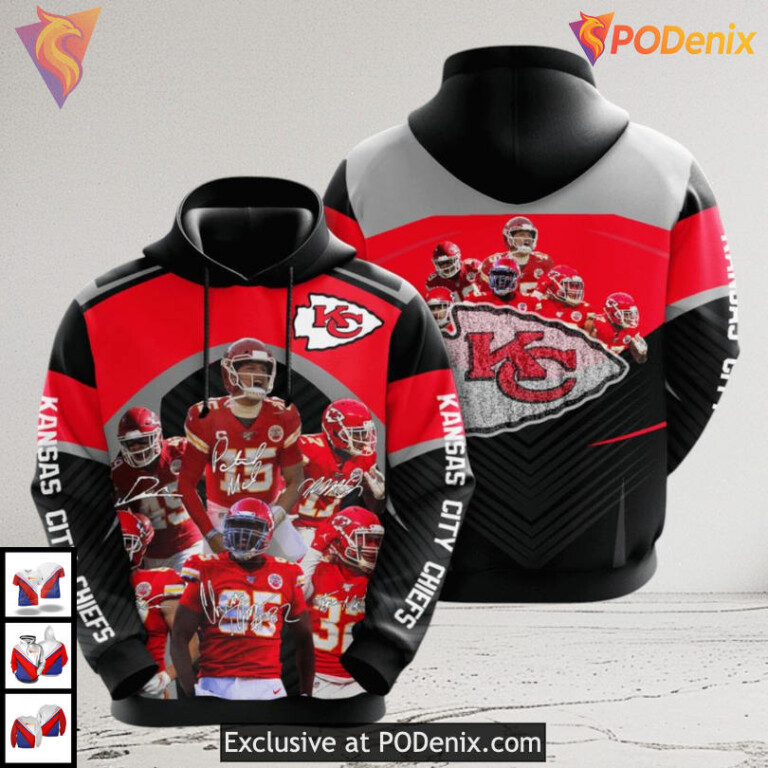 Kansas City Chiefs Mens Hoodie Vintage NFL Legends Signed Tribute Edition