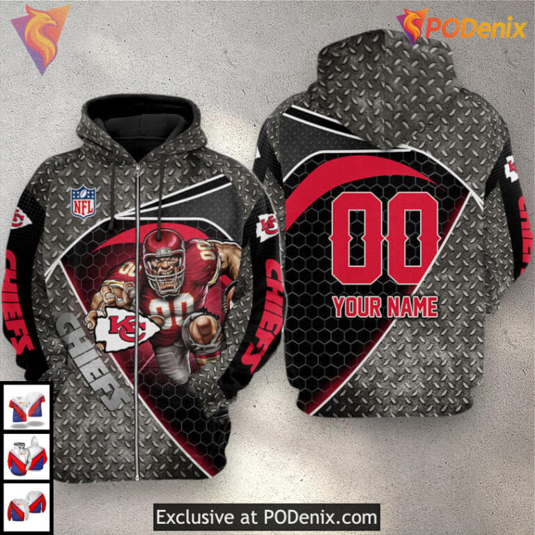 Kansas City Chiefs Vintage Hoodie Iron Warrior Graphic, Personalized 3D Fan Gear - 1