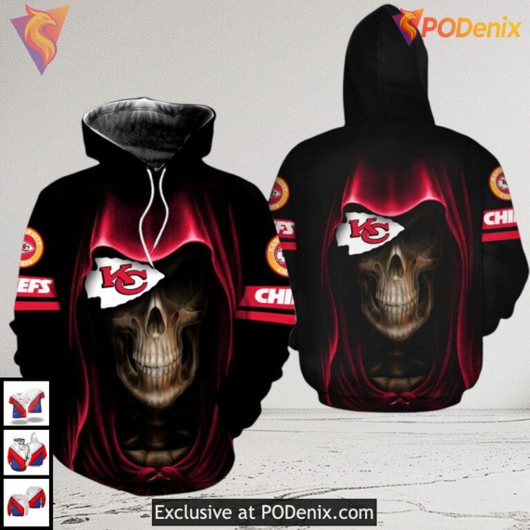 Kansas City Chiefs Womens Hoodie Skull Graphic Fanwear Limited Edition