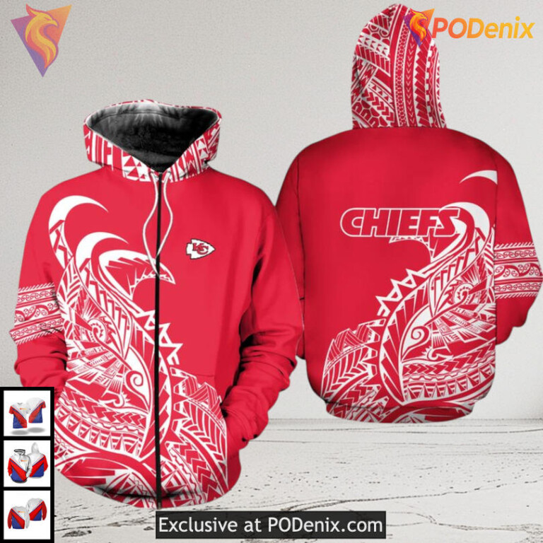 Kansas City Chiefs Youth Hoodie Red White Black Chiefs Zip Up Limited Gear - 1